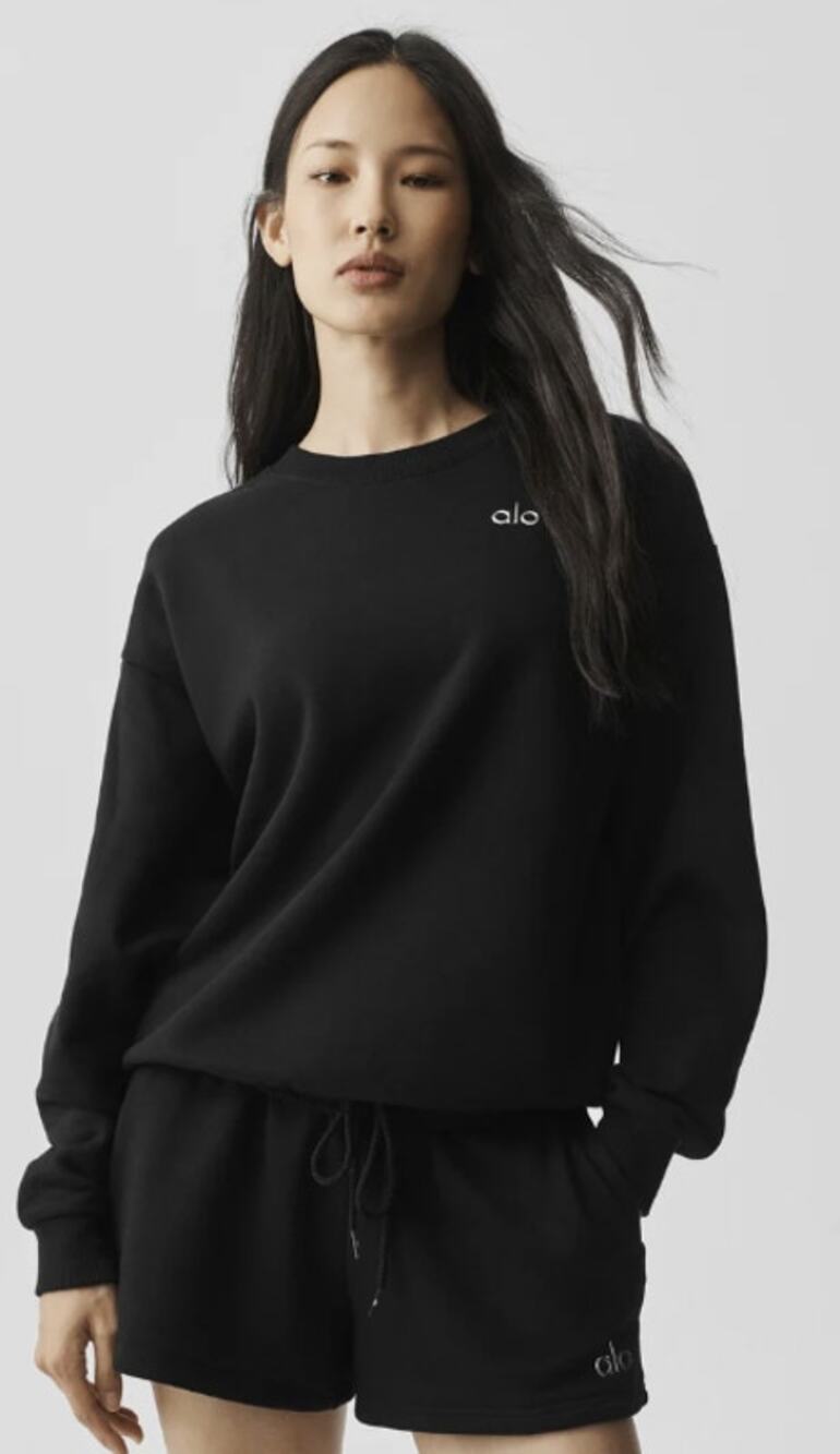 Alo Womens Estimated L Black Accolade Crew Neck Pullover Sweater Athleisure Q7-8